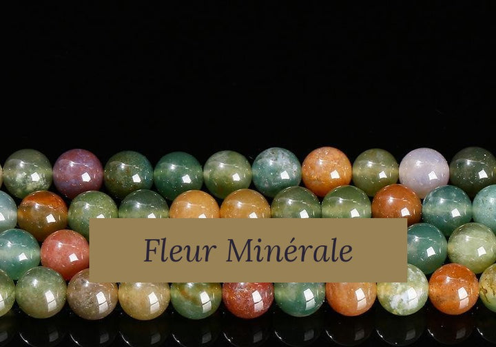 Perles — Agate Indienne Multicolore perle ronde — Réf. JDYMN26-7 — Fleur Minérale