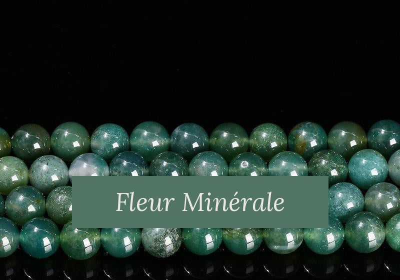 Perles — Agate Mousse 5A Ice perle ronde — Réf. JDYMN27-14 — Fleur Minérale