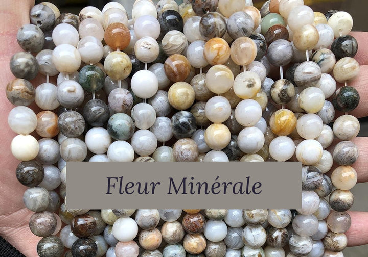 Perles — Agate Bambou perle ronde — Réf. JDYMN28-2 — Fleur Minérale