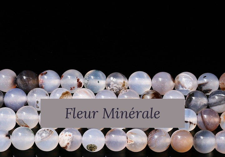 Perles — Agate Dendritique perle ronde — Réf. JDYMN29-3 — Fleur Minérale