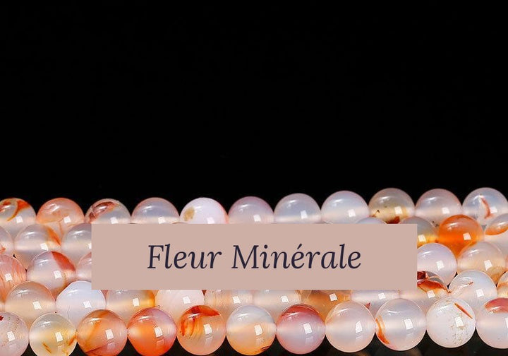 Perles — Agate Dendritique Rouge perle ronde — Réf. JDYMN29-7 — Fleur Minérale