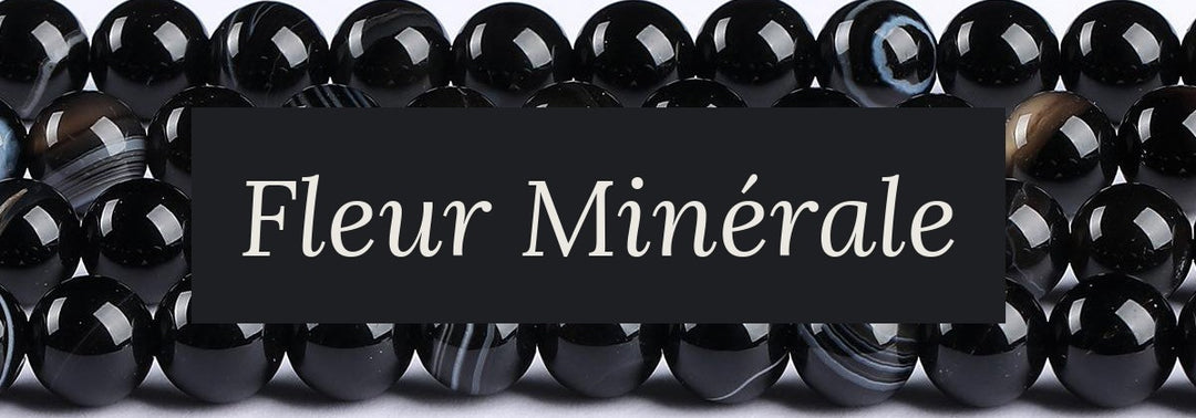Perles — Agate Noire Rubanée perle ronde — Réf. JDYMN34-67 — Fleur Minérale