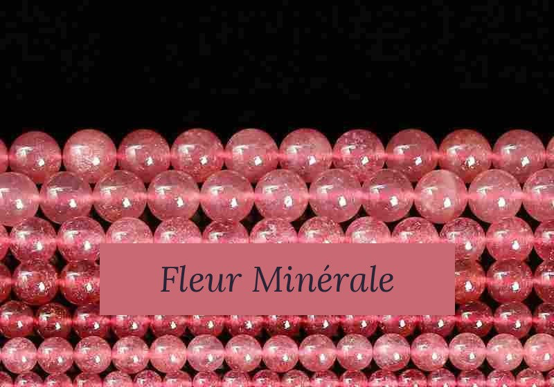 Perles — Quartz fraise 5A (Brésil) perle ronde — Réf. JDYSJ01-1 — Fleur Minérale