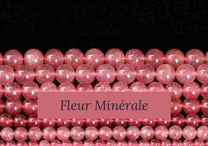 Perles — Quartz fraise 5A (Brésil) perle ronde — Réf. JDYSJ01-2 — Fleur Minérale