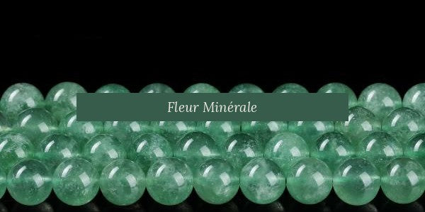 Perles — Quartz Fraise Vert Madagascar 3A perle ronde — Réf. JDYSJ02-11 — Fleur Minérale