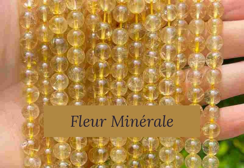 Perles — Quartz Rutile 3A perle ronde — Réf. JDYSJ08-10 — Fleur Minérale