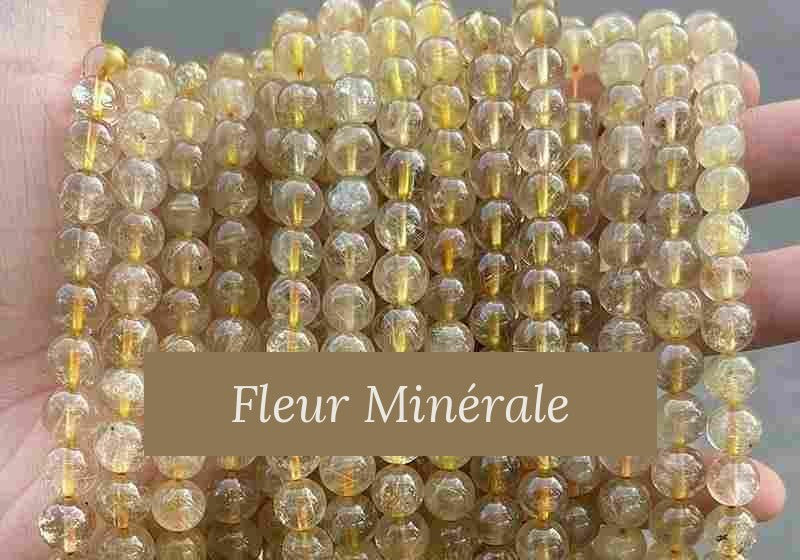 Perles — Quartz Rutile perle ronde — Réf. JDYSJ08-2 — Fleur Minérale
