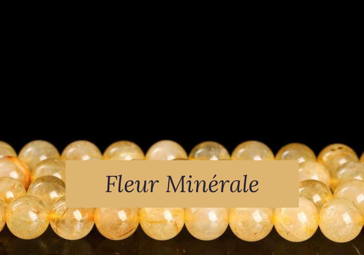 Perles — Quartz rutile Doré perle ronde — Réf. JDYSJ09-3 — Fleur Minérale