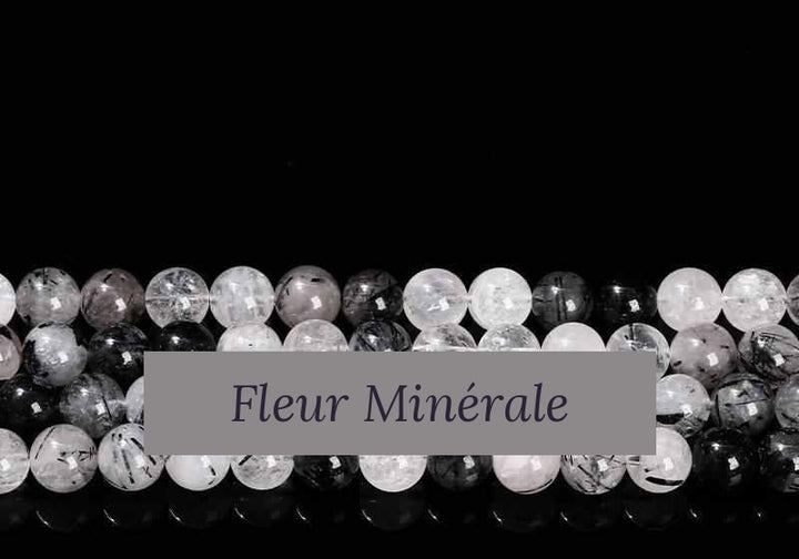 Perles — Quartz Tourmaliné 3A perle ronde — Réf. JDYSJ10-15 — Fleur Minérale