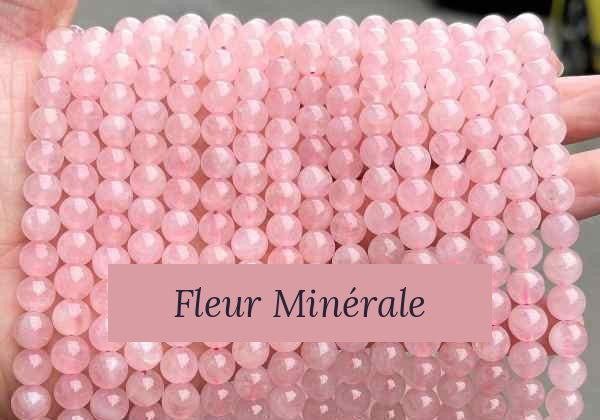 Perles — Quartz Rose Madagascar perle ronde — Réf. JDYSJ14-1 — Fleur Minérale
