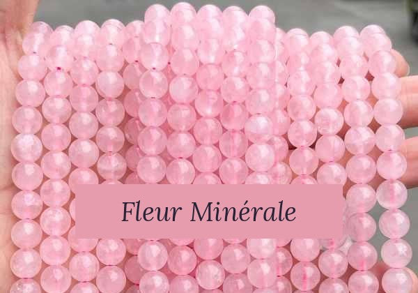 Perles — Quartz rose Cire perle ronde — Réf. JDYSJ15-8 — Fleur Minérale