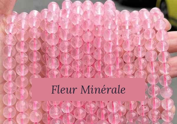 Perles — Quartz Rose Translucide 3A perle ronde — Réf. JDYSJ16-1 — Fleur Minérale