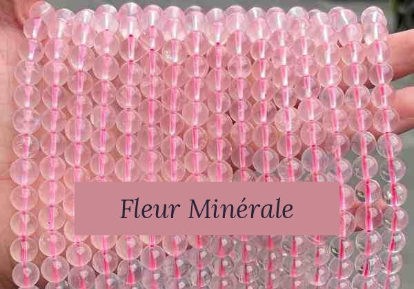 Perles — Quartz Rose Translucide 5A perle ronde — Réf. JDYSJ16-7 — Fleur Minérale