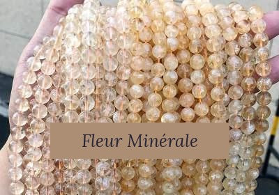 Perles — Citrine 5A perle ronde — Réf. JDYSJ22-1 — Fleur Minérale