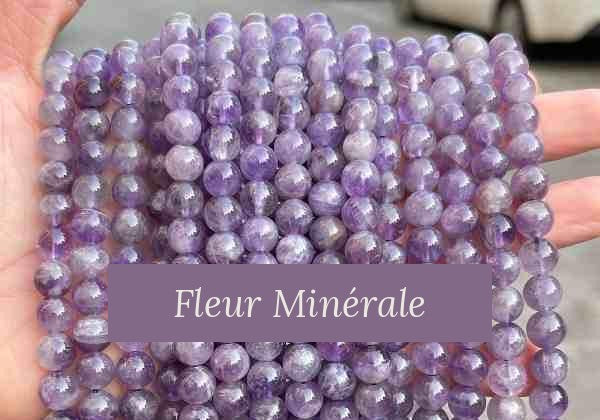 Perles — Améthyste Lavande 3A perle ronde — Réf. JDYSJ23-8 — Fleur Minérale