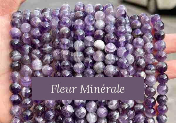 Perles — Améthyste Chevron3A perle ronde — Réf. JDYSJ24-2 — Fleur Minérale