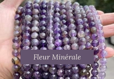 Perles — Fantôme améthyste perle ronde — Réf. JDYSJ28-16 — Fleur Minérale