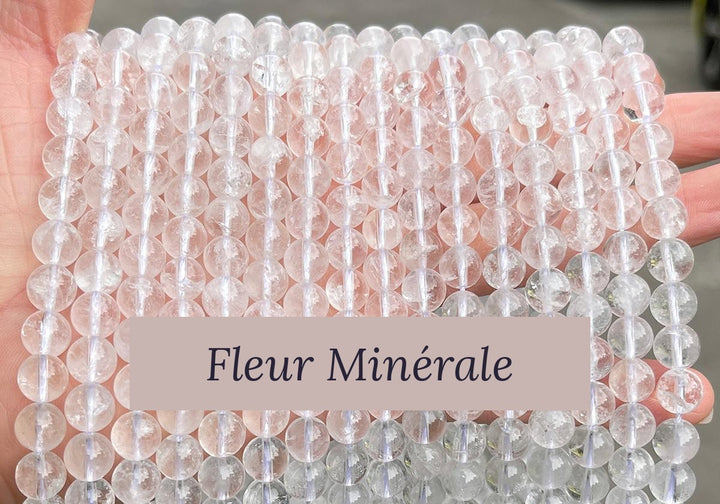 Perles — Cristal De Roche 3A perle ronde — Réf. JDYSJ33-13 — Fleur Minérale