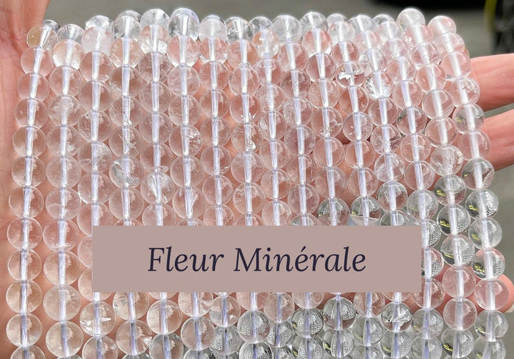 Perles — Cristal De Roche 5A perle ronde — Réf. JDYSJ33-2 — Fleur Minérale