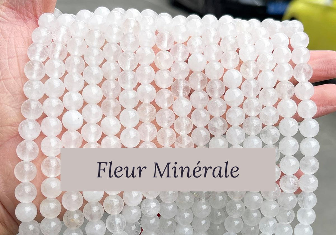 Perles — Cristal De Roche 1A perle ronde — Réf. JDYSJ33-28 — Fleur Minérale