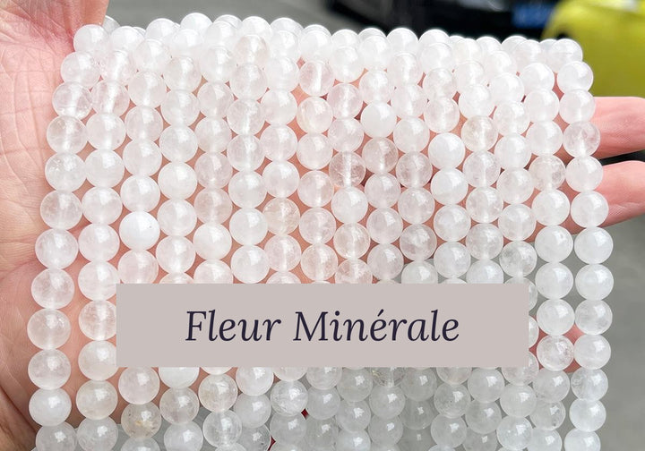 Perles — Cristal De Roche 1A perle ronde — Réf. JDYSJ33-28 — Fleur Minérale
