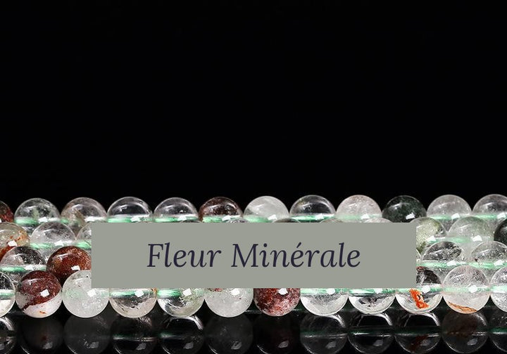 Perles — Fantôme quartz naturel 1A perle ronde — Réf. JDYSJ36-2 — Fleur Minérale