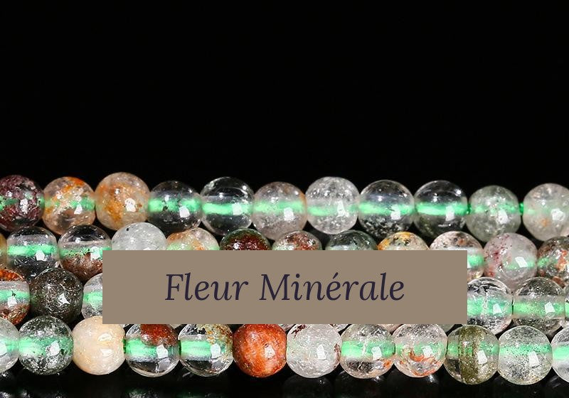Perles — Fantôme quartz perle ronde — Réf. JDYSJ36-6 — Fleur Minérale