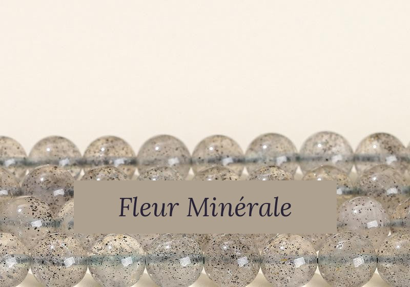 Perles — Quartz fraise Noir perle ronde — Réf. JDYSJ48-7 — Fleur Minérale