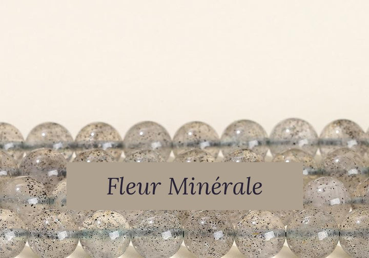 Perles — Quartz fraise Noir perle ronde — Réf. JDYSJ48-7 — Fleur Minérale