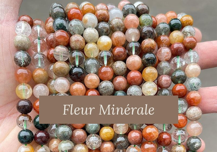 Perles — Fantôme quartz Multicolore perle ronde — Réf. JDYSJ53-3 — Fleur Minérale