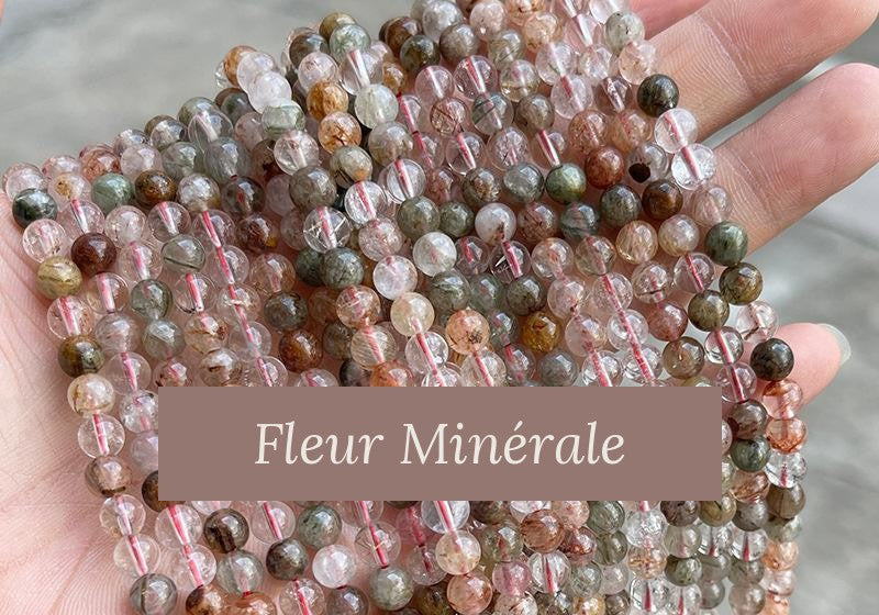 Perles — Quartz Rutile Multicolore perle ronde — Réf. JDYSJ55-10 — Fleur Minérale