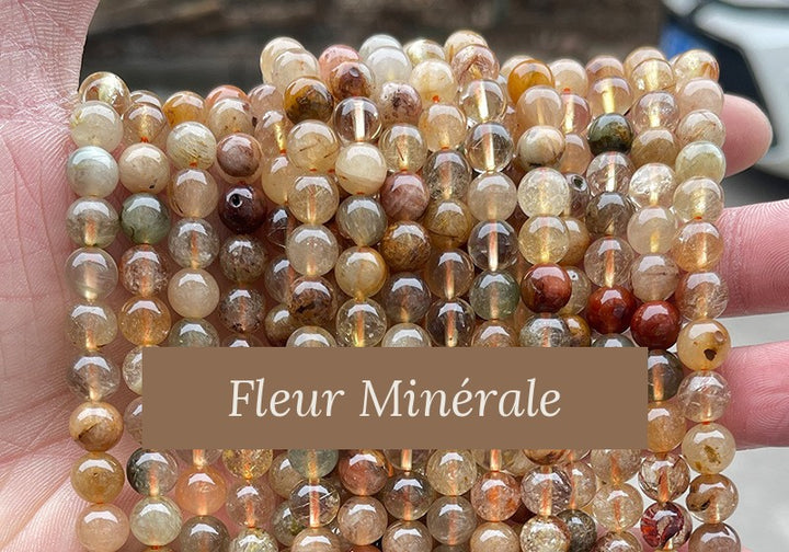 Perles — Quartz rutile Mélangé perle ronde — Réf. JDYSJ55-2 — Fleur Minérale
