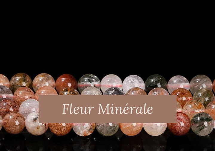 Perles — Rouge-vert quartz rutile naturel 3A perle ronde — Réf. JDYSJ57-7 — Fleur Minérale
