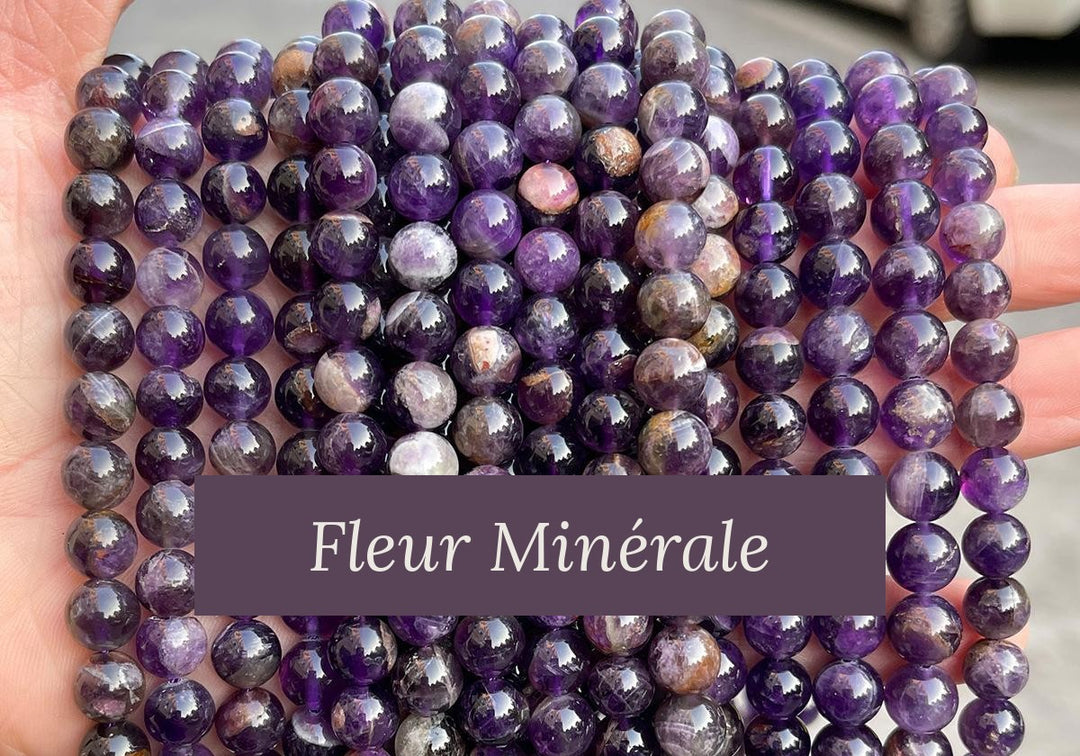Perles — Fleur améthyste perle ronde — Réf. JDYSJ58-2 — Fleur Minérale