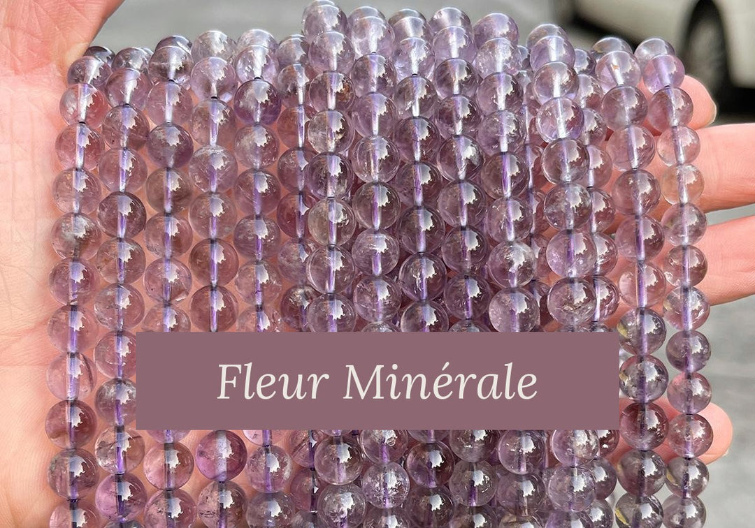 Perles — Améthyste Ice 5A (Brésil) perle ronde — Réf. JDYSJ61-18 — Fleur Minérale