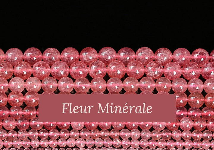 Perles — Quartz fraise 3A (Brésil) perle ronde — Réf. JDYSJ64-3 — Fleur Minérale