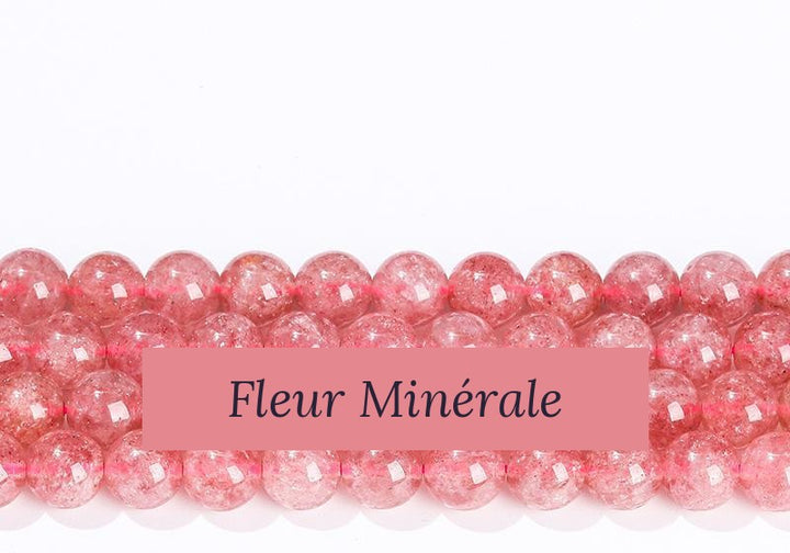 Perles — Quartz fraise 1A (Brésil) perle ronde — Réf. JDYSJ64-7 — Fleur Minérale