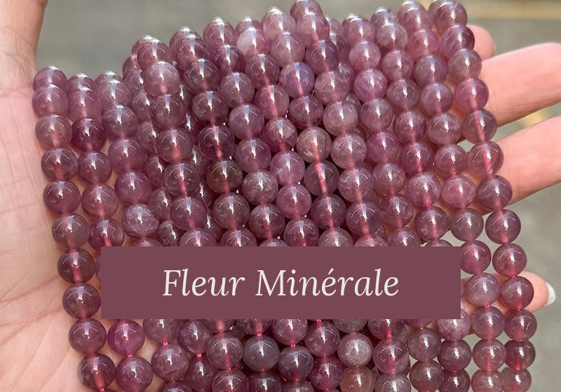 Perles — Quartz Rose Violet Madagascar perle ronde — Réf. JDYSJ75-2 — Fleur Minérale