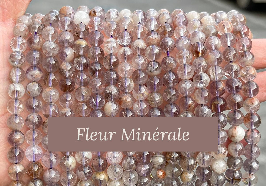 Perles — Améthyste à Inclusion perle ronde — Réf. JDYSJ77-1 — Fleur Minérale