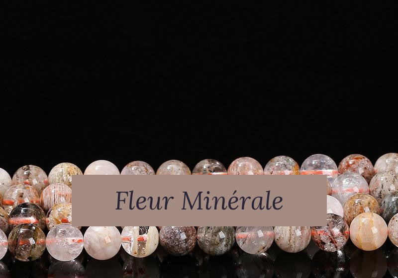 Perles — Mélaleuque fantôme quartz perle ronde — Réf. JDYSJ83-1 — Fleur Minérale