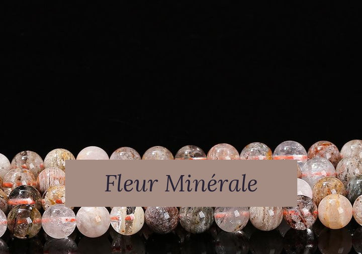 Perles — Mélaleuque fantôme quartz perle ronde — Réf. JDYSJ83-2 — Fleur Minérale