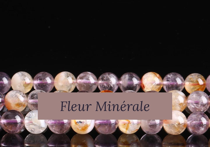 Perles — Améthyste et Citrine à Inclusion perle ronde — Réf. JDYSJ90-1 — Fleur Minérale
