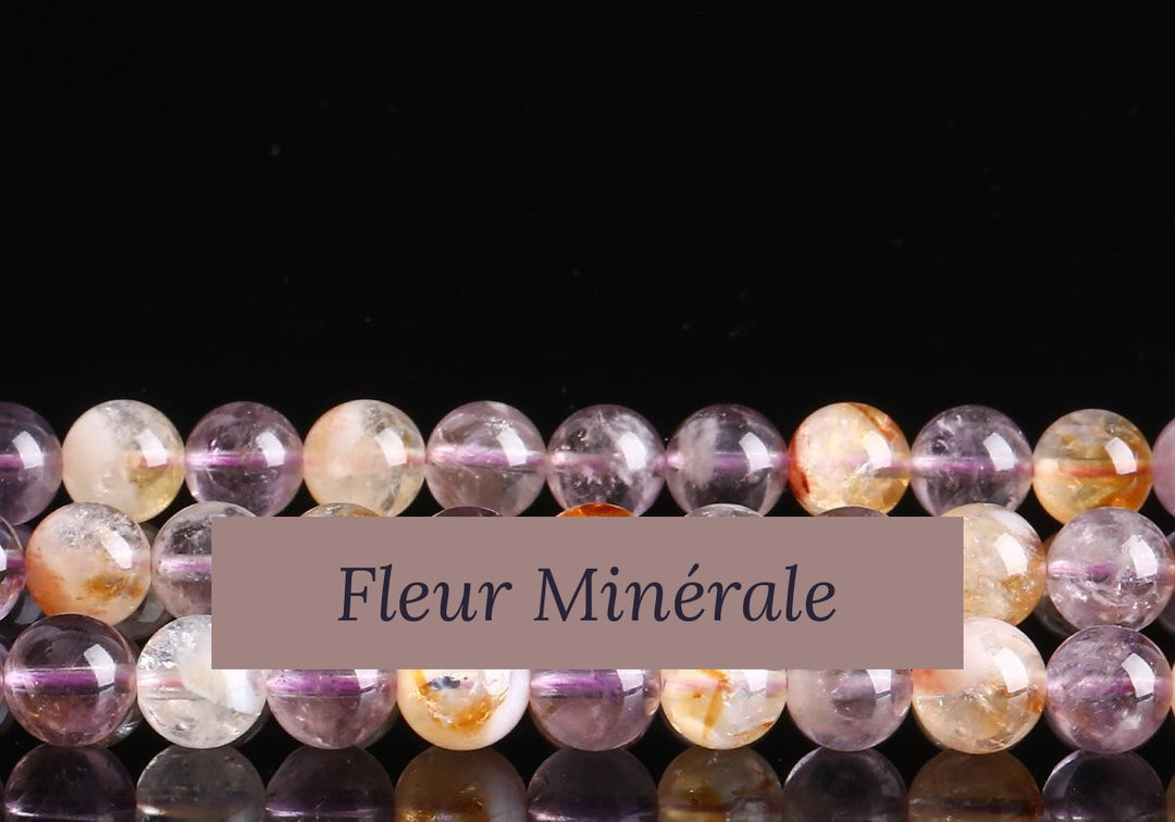 Perles — Améthyste et Citrine à Inclusion perle ronde — Réf. JDYSJ90-2 — Fleur Minérale