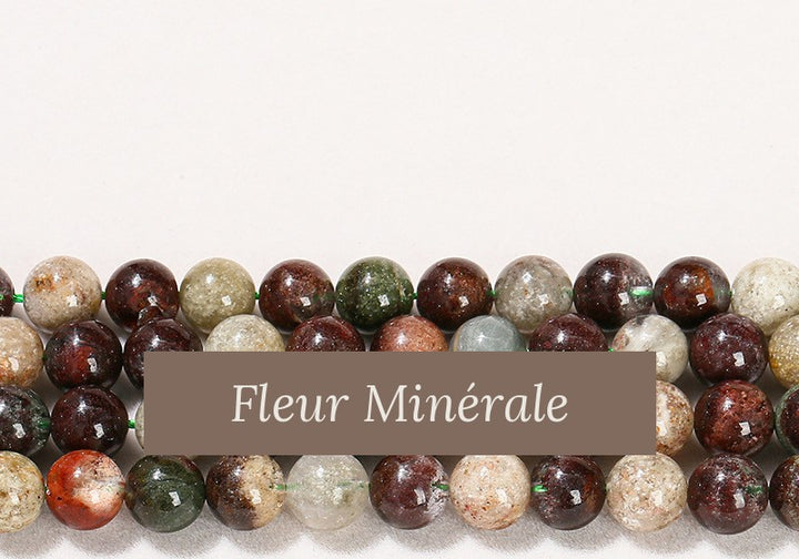Perles — Fantôme quartz Foncé multicolore naturel perle ronde — Réf. JDYSJ93-1 — Fleur Minérale