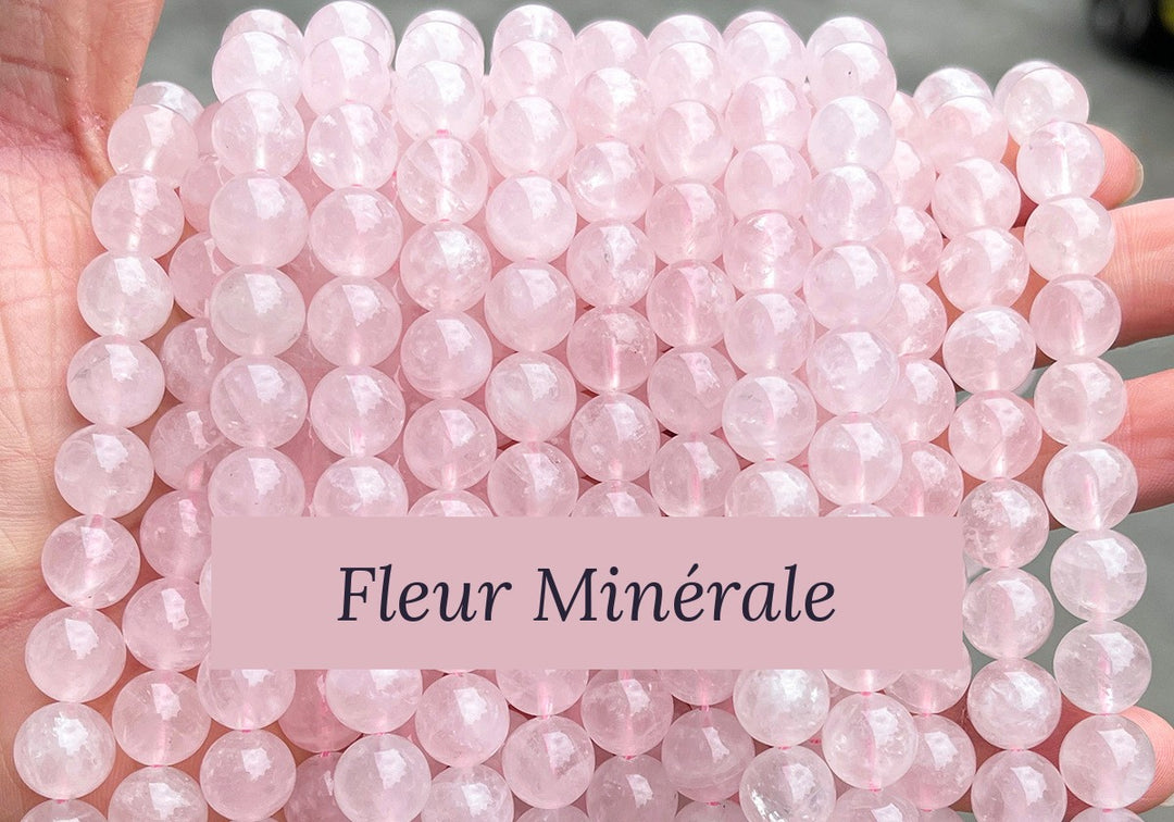 Perles — Morganite rose quartz perle ronde — Réf. JDYSJ98-1 — Fleur Minérale