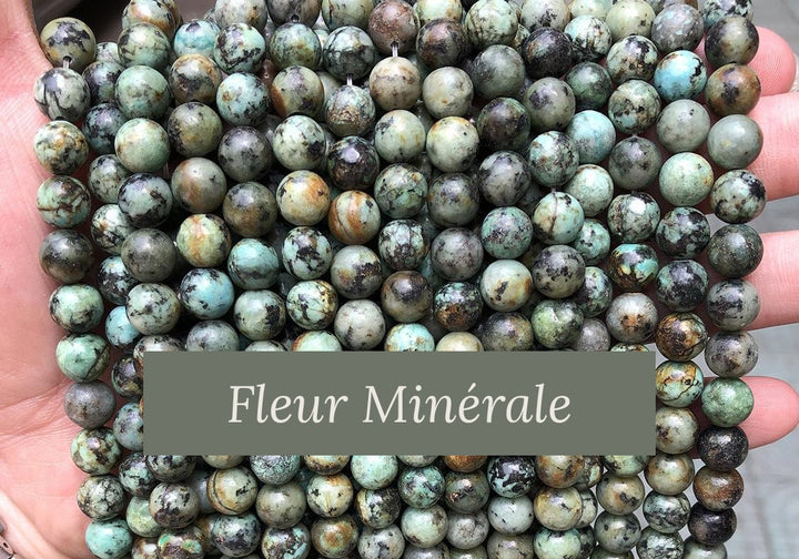 Perles — Turquoise Africaine perle ronde — Réf. JDYSS01-1 — Fleur Minérale