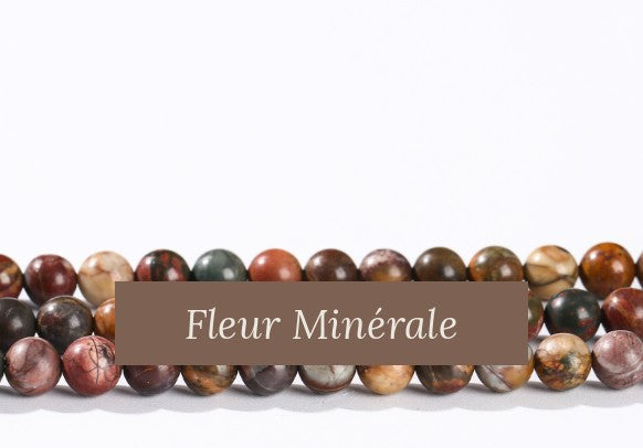 Perles — Jaspe Picasso Rouge perle ronde — Réf. JDYSS02-2 — Fleur Minérale