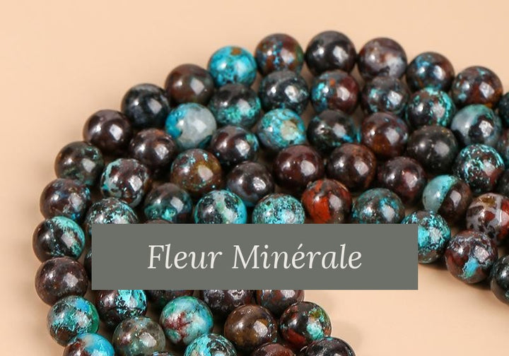 Perles — Chrysocolle Et Cuprite (Stabilisée) perle ronde — Réf. JDYSS23-2 — Fleur Minérale