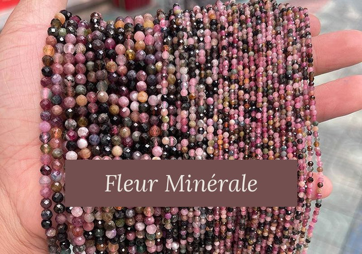 Perles — Tourmaline Multicolore 3A facetté — Réf. JDYXZ01QM-10 — Fleur Minérale