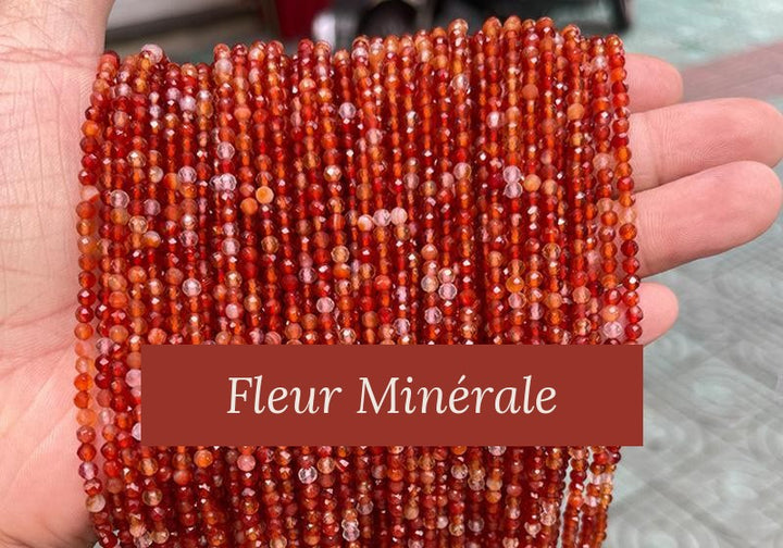 Perles — Cornaline facetté — Réf. JDYXZ01QM-105 — Fleur Minérale